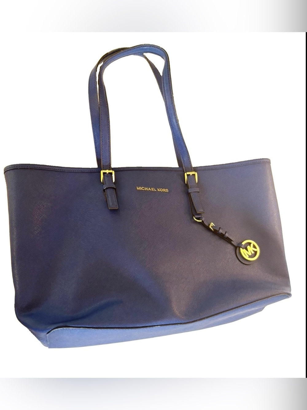 Michael Kors Royal Blue leather Tote with Gold Hardware